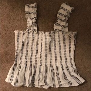Black and white stripped smock shirt